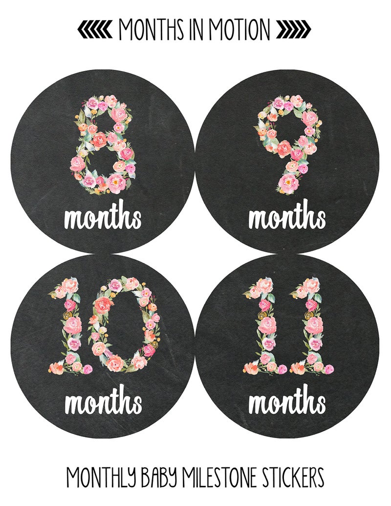 Months in Motion Baby Monthly Stickers - Baby Milestone Stickers - Newborn Girl Stickers - Month Stickers for Baby Girl - Baby Girl Stickers - Newborn Monthly Milestone Stickers - Set of 20 - Image 4